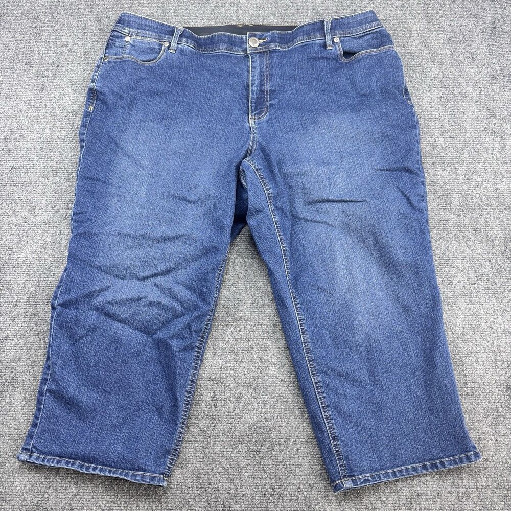 CJ Banks Women's 18W Blue Denim Capri Jeans Stretch Cropped Pants